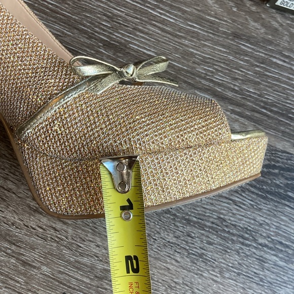 Gold Sparkle Peep Toe Heels - Picture 15 of 16